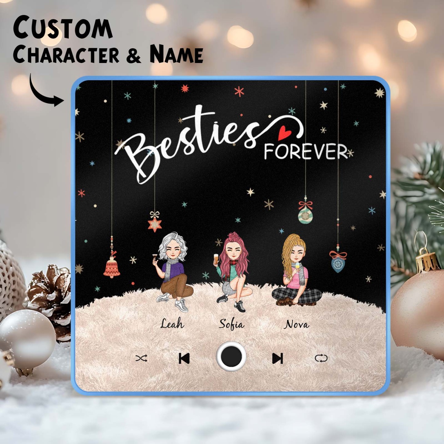 Custom Christmas Portrait Personalized Music Fridge Magnet Merry Christmas Magnets Can Play Songs Christmas Gift Family Gifts - soufeeluk