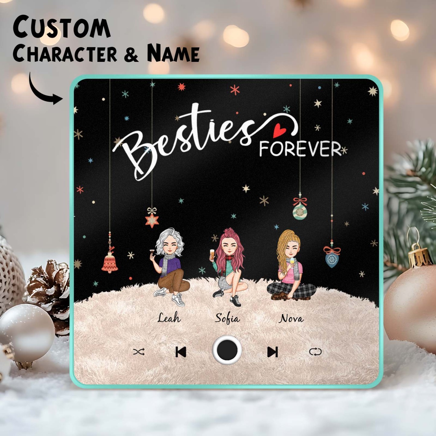 Custom Christmas Portrait Personalized Music Fridge Magnet Merry Christmas Magnets Can Play Songs Christmas Gift Family Gifts - soufeeluk