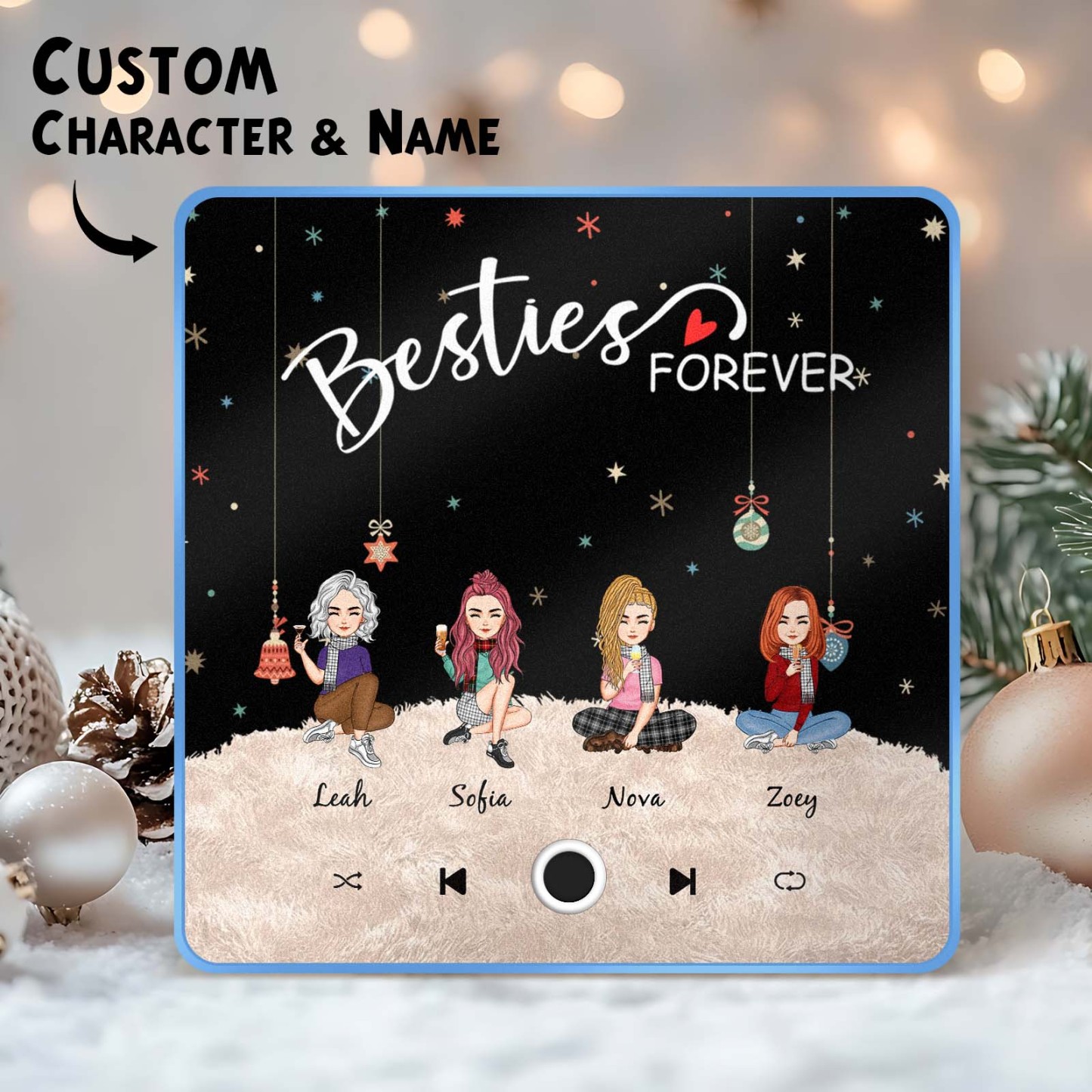 Custom Christmas Portrait Personalized Music Fridge Magnet Merry Christmas Magnets Can Play Songs Christmas Gift Family Gifts - soufeeluk