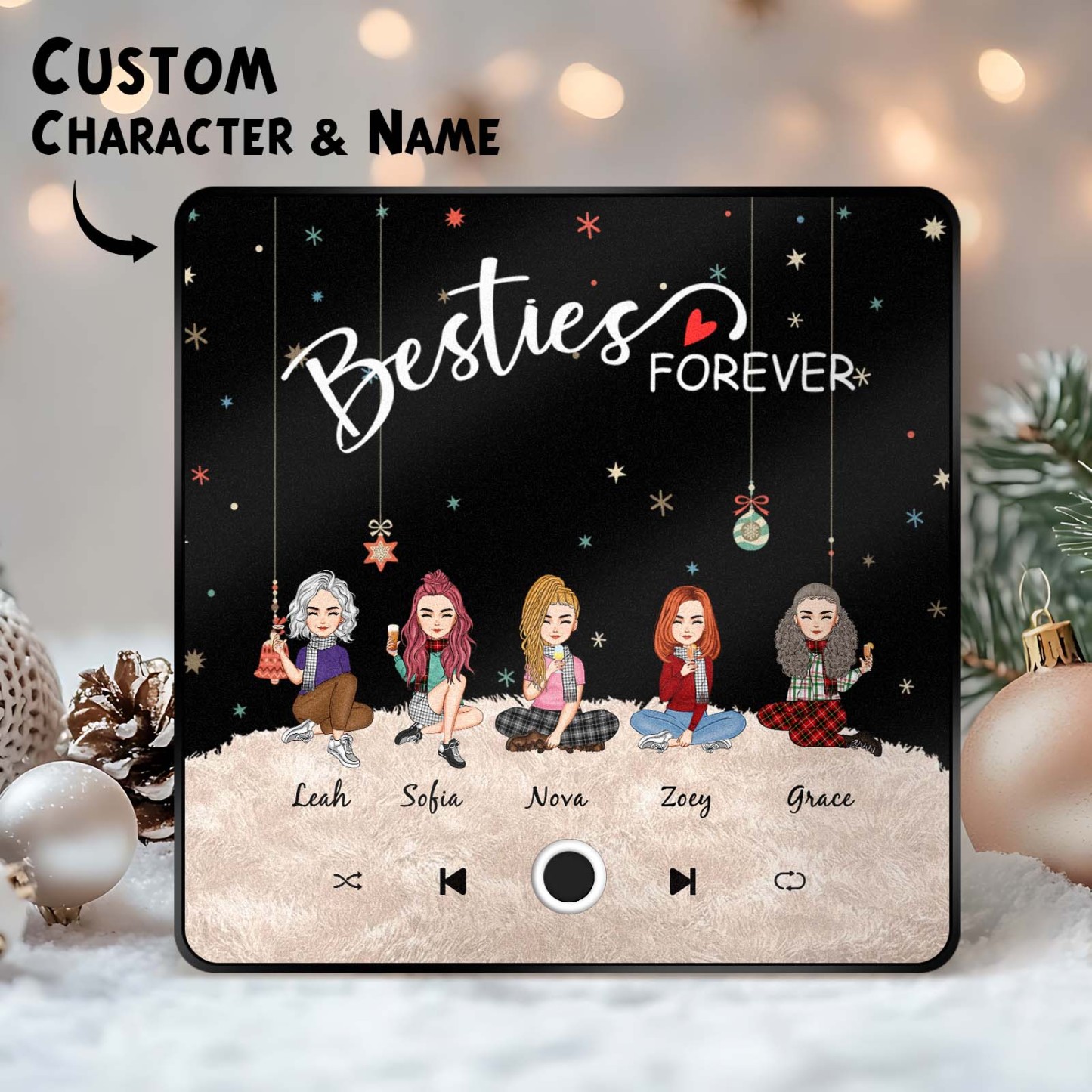 Custom Christmas Portrait Personalized Music Fridge Magnet Merry Christmas Magnets Can Play Songs Christmas Gift Family Gifts - soufeeluk