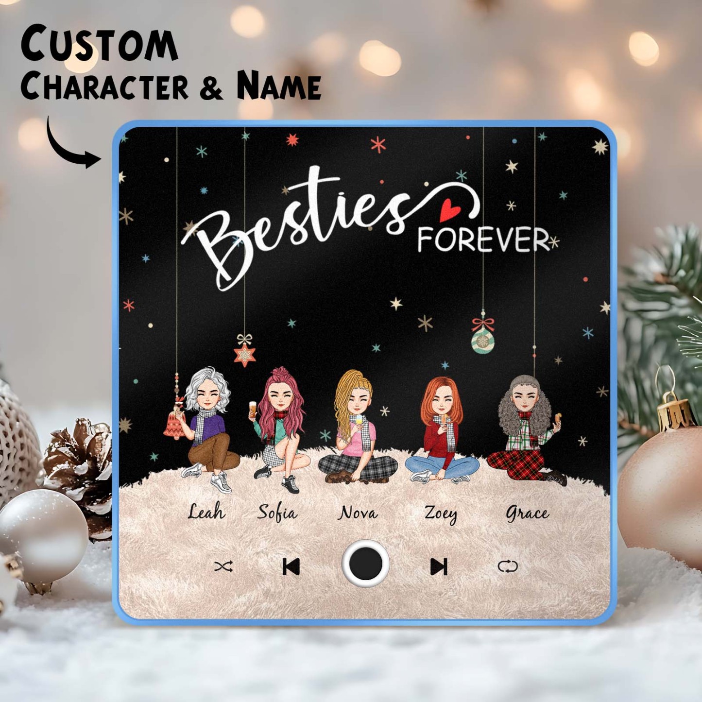 Custom Christmas Portrait Personalized Music Fridge Magnet Merry Christmas Magnets Can Play Songs Christmas Gift Family Gifts - soufeeluk