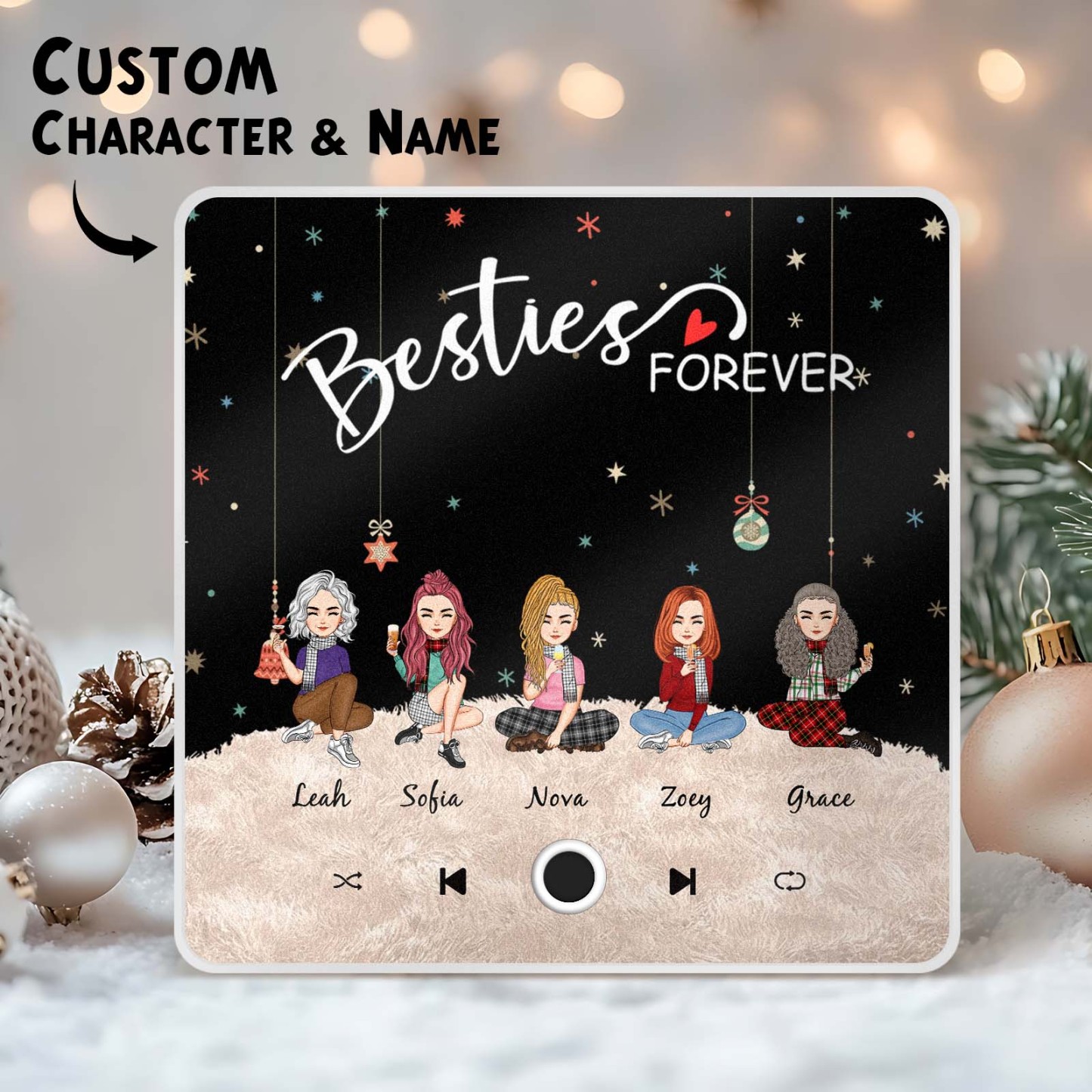 Custom Christmas Portrait Personalized Music Fridge Magnet Merry Christmas Magnets Can Play Songs Christmas Gift Family Gifts - soufeeluk