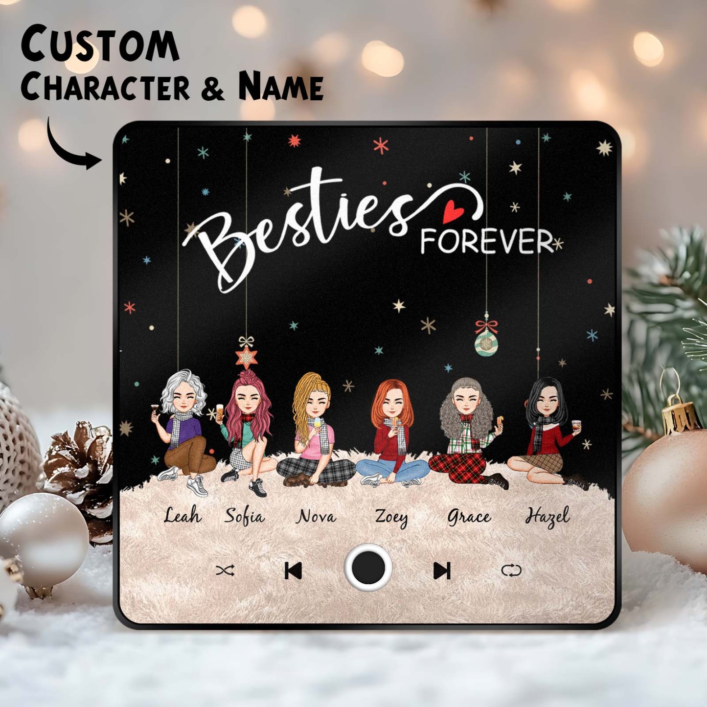 Custom Christmas Portrait Personalized Music Fridge Magnet Merry Christmas Magnets Can Play Songs Christmas Gift Family Gifts - soufeeluk