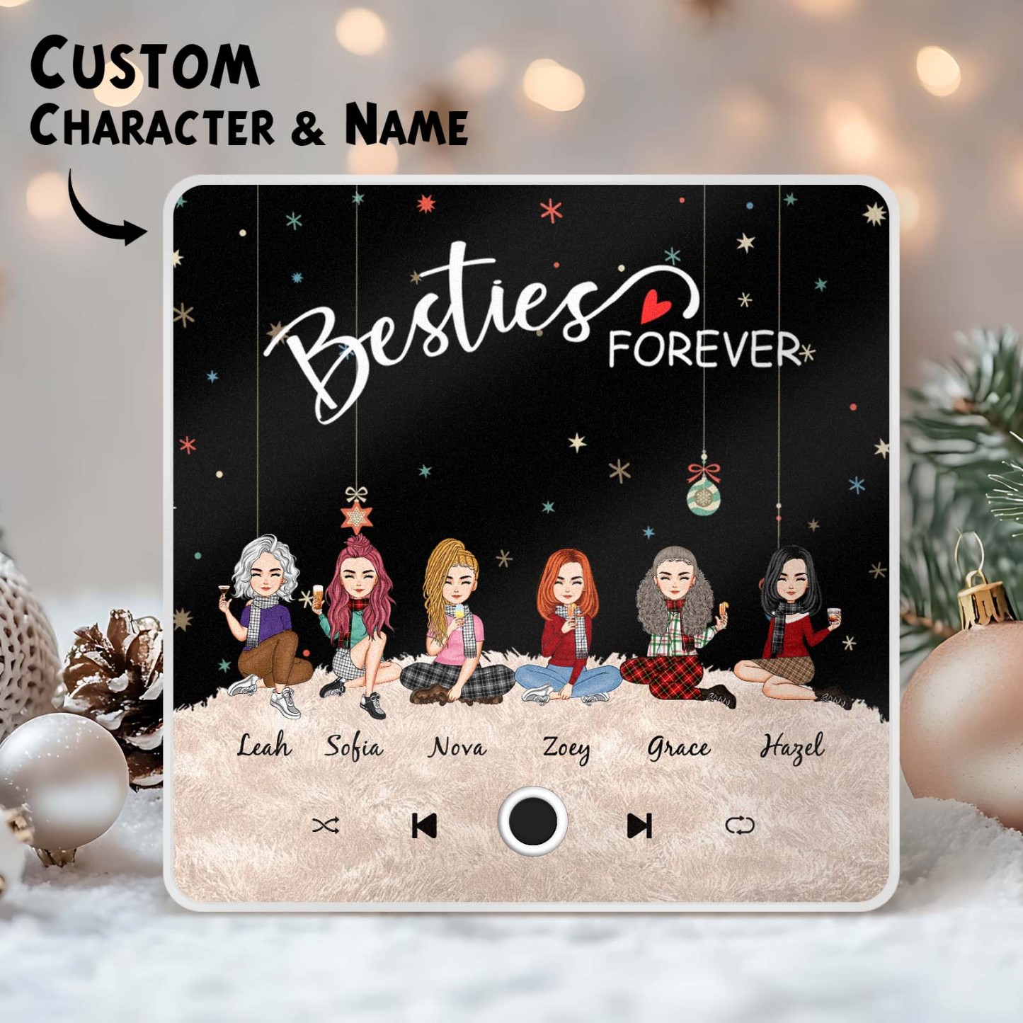 Custom Christmas Portrait Personalized Music Fridge Magnet Merry Christmas Magnets Can Play Songs Christmas Gift Family Gifts - soufeeluk