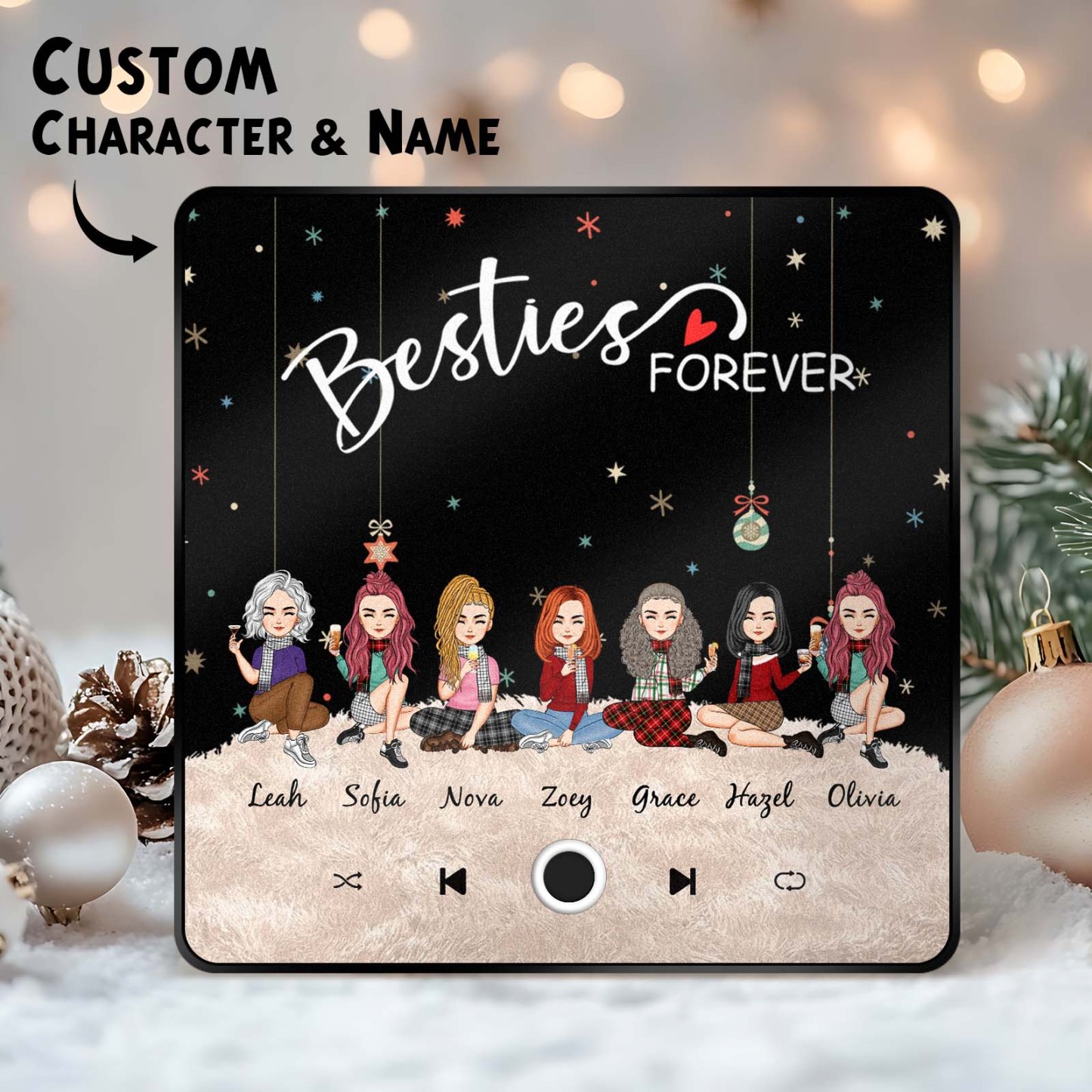 Custom Christmas Portrait Personalized Music Fridge Magnet Merry Christmas Magnets Can Play Songs Christmas Gift Family Gifts - soufeeluk
