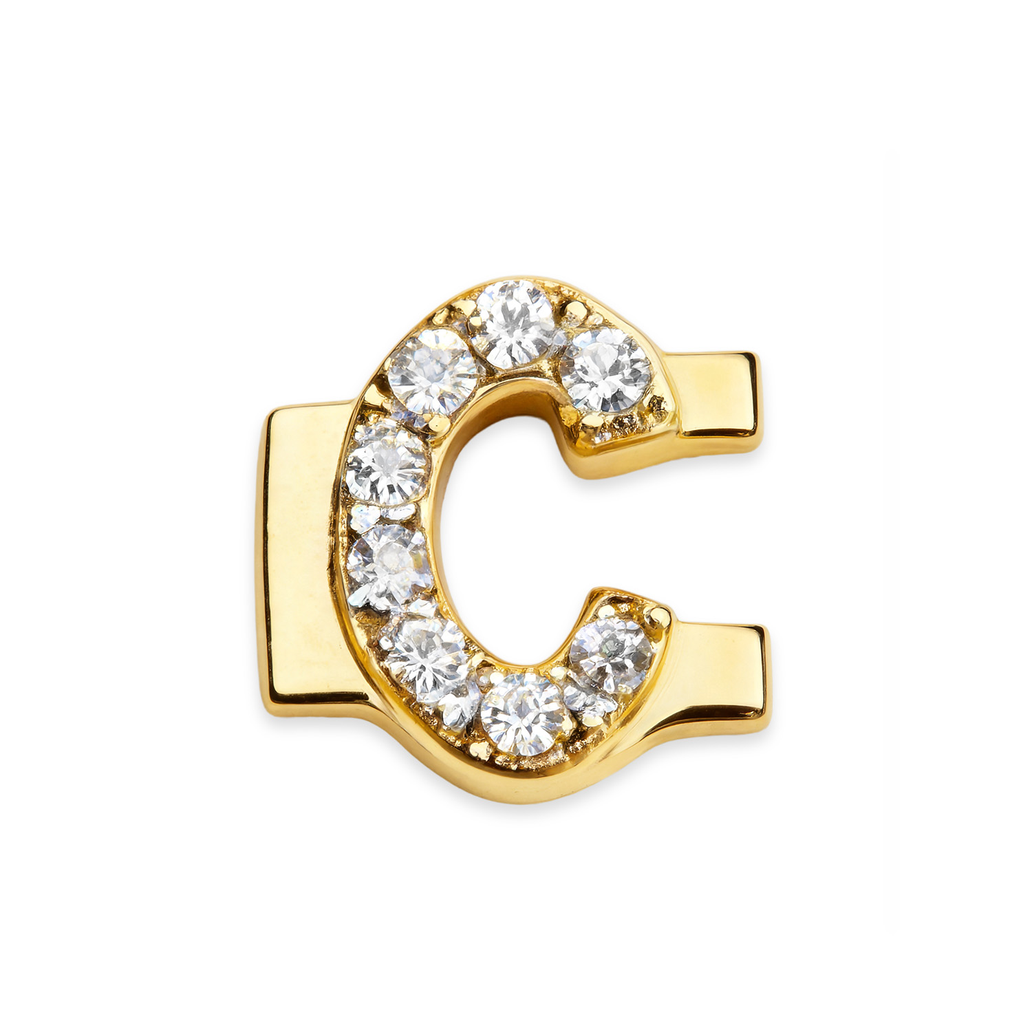 Letter With Diamond C Charm - Gold - soufeeluk