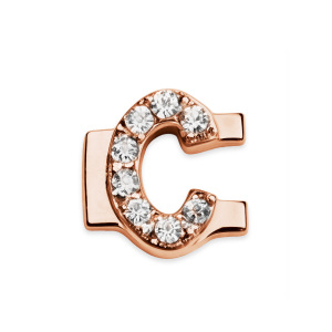 Letter With Diamond C Charm - Rose Gold