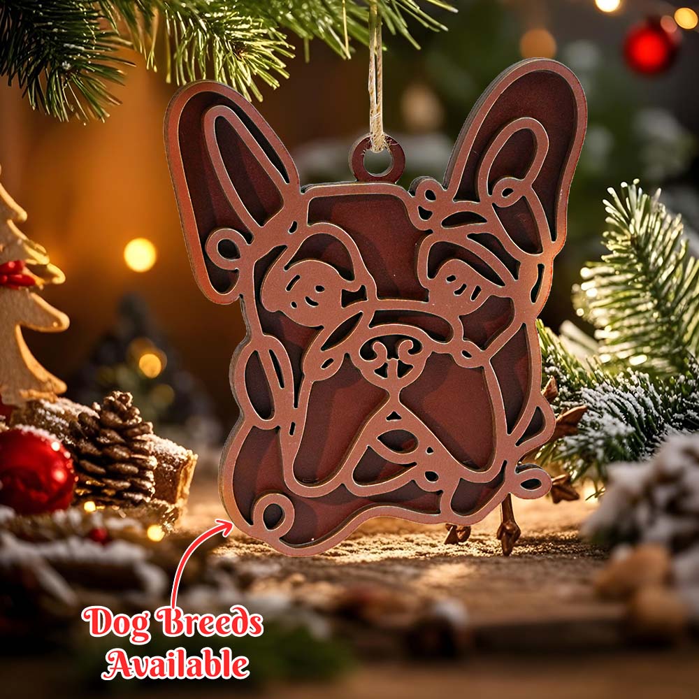 Personalized Line Art Dog Christmas Ornament Christmas Gift for Dog Lover - soufeeluk