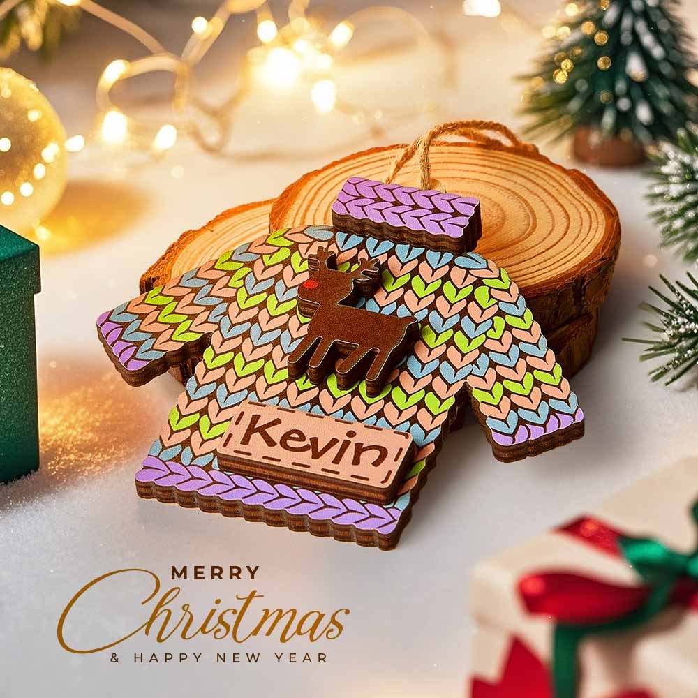 Personalized Name Winter Beanie Hat Christmas Ornament Custom Christmas Winter Mitten Stocking Sweater Ornament - soufeeluk