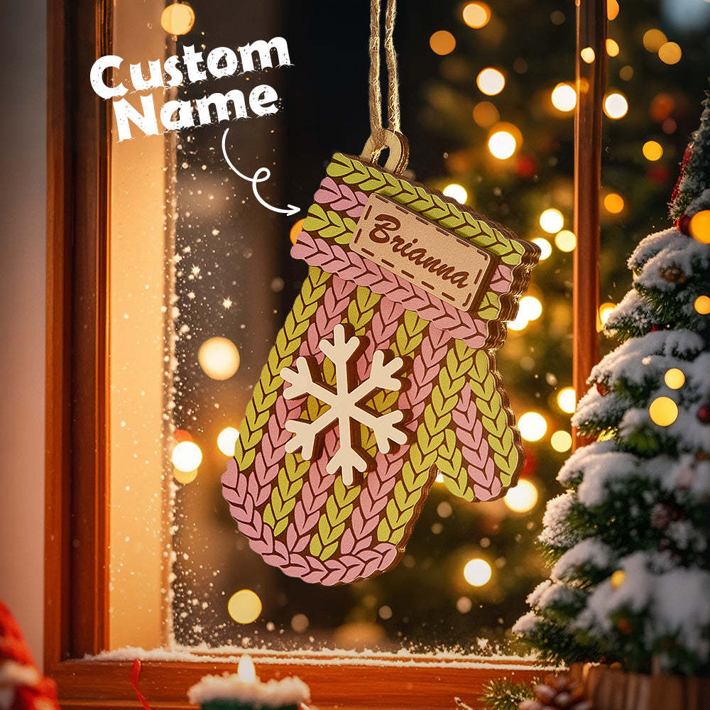 Personalized Name Winter Beanie Hat Christmas Ornament Custom Christmas Winter Mitten Stocking Sweater Ornament - soufeeluk