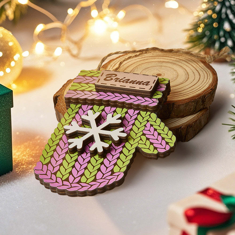 Personalized Name Winter Beanie Hat Christmas Ornament Custom Christmas Winter Mitten Stocking Sweater Ornament - soufeeluk