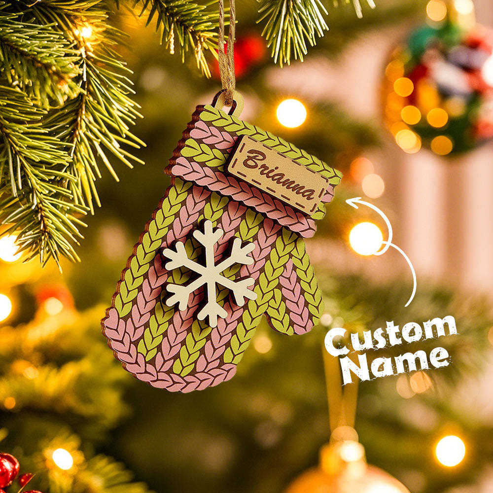 Personalized Name Winter Beanie Hat Christmas Ornament Custom Christmas Winter Mitten Stocking Sweater Ornament - soufeeluk