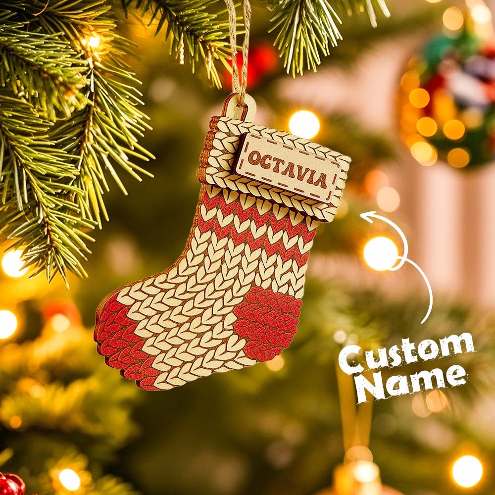 Personalized Name Winter Beanie Hat Christmas Ornament Custom Christmas Winter Mitten Stocking Sweater Ornament - soufeeluk