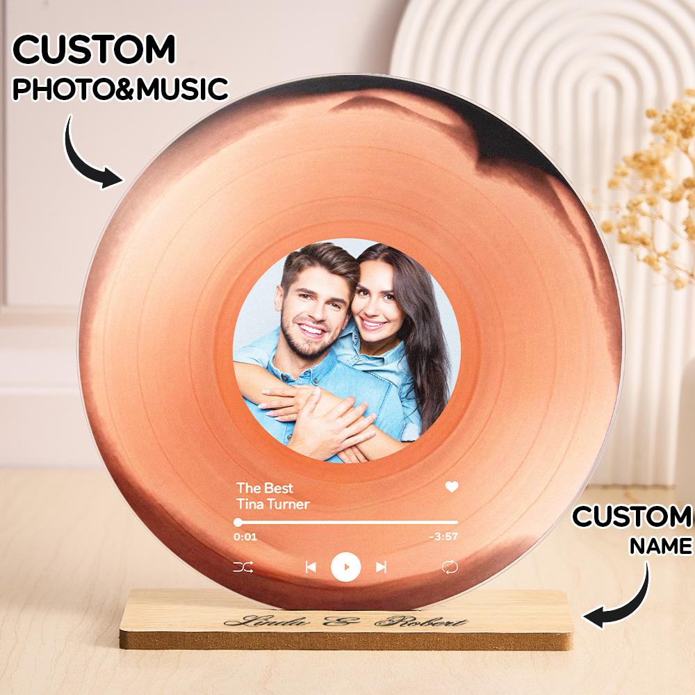 Personalized Vinyl Record with Photo - Acrylic Song Plaque - Anniversary Gift for Friends - Birthday Gift for Her Him - Christmas Gifts - soufeeluk