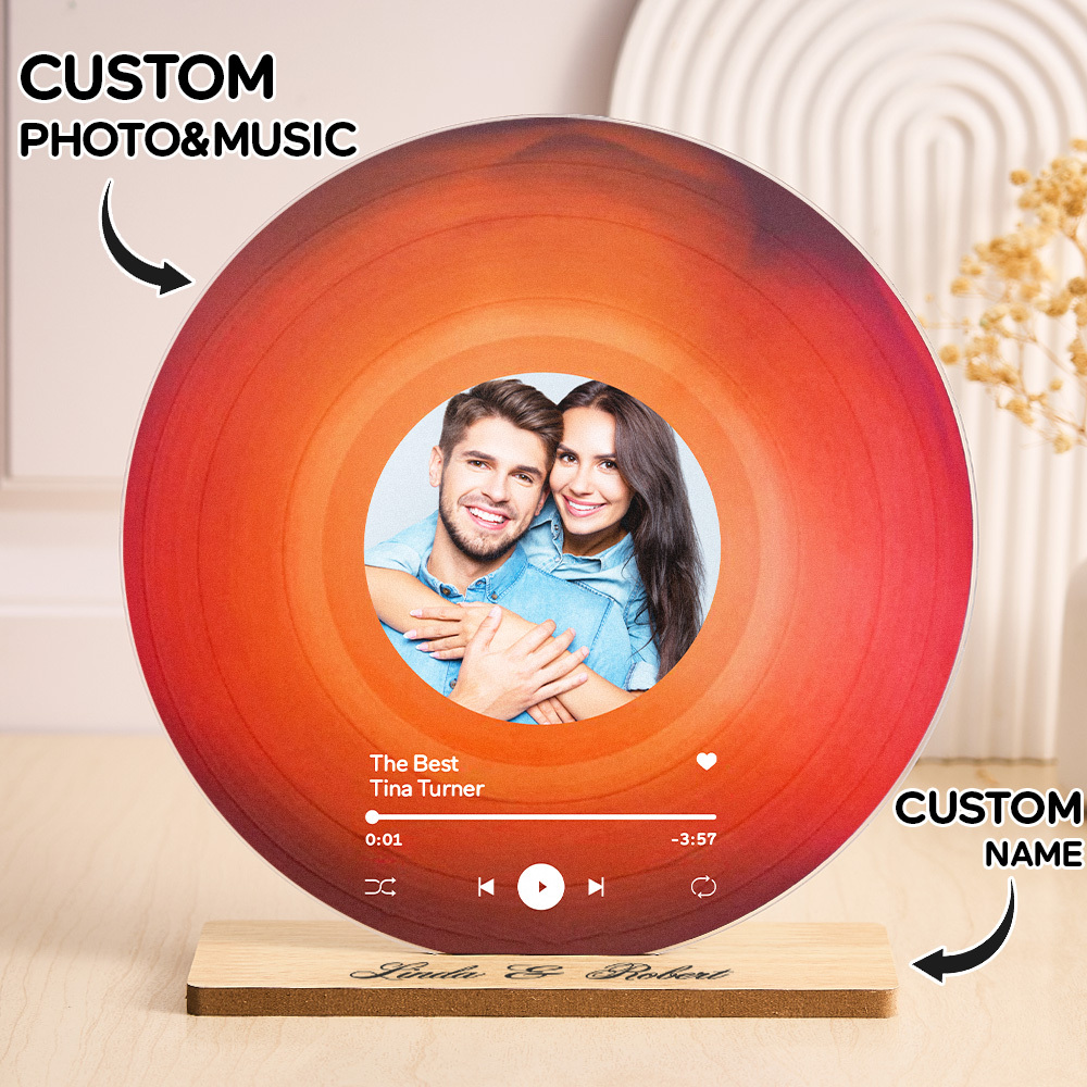 Personalized Vinyl Record with Photo - Acrylic Song Plaque - Anniversary Gift for Friends - Birthday Gift for Her Him - Christmas Gifts - soufeeluk