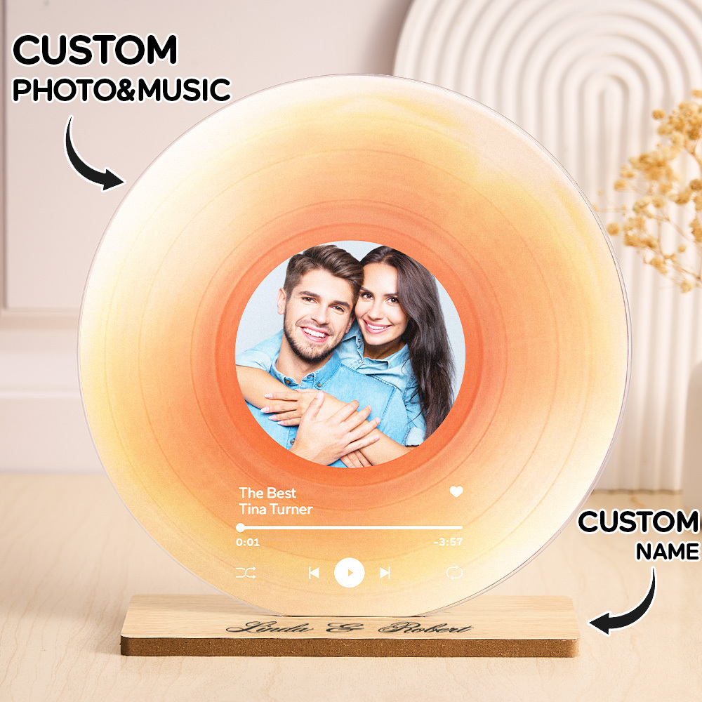 Personalized Vinyl Record with Photo - Acrylic Song Plaque - Anniversary Gift for Friends - Birthday Gift for Her Him - Christmas Gifts - soufeeluk