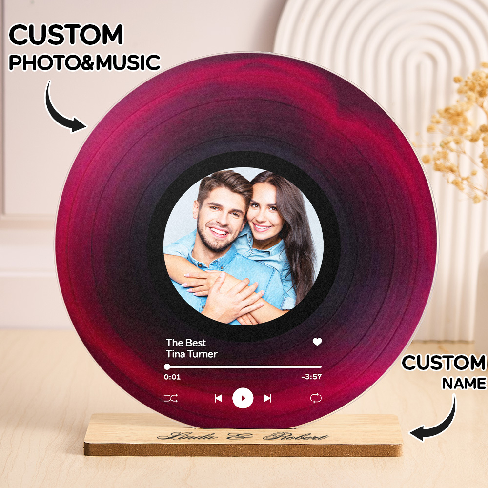 Personalized Vinyl Record with Photo - Acrylic Song Plaque - Anniversary Gift for Friends - Birthday Gift for Her Him - Christmas Gifts - soufeeluk