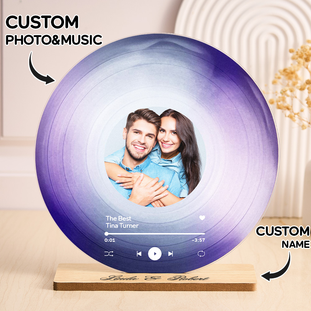 Personalized Vinyl Record with Photo - Acrylic Song Plaque - Anniversary Gift for Friends - Birthday Gift for Her Him - Christmas Gifts - soufeeluk