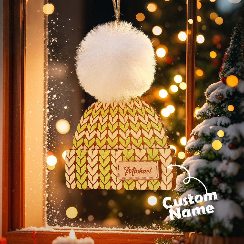 Personalized Name Winter Beanie Hat Christmas Ornament Custom Christmas Winter Mitten Stocking Sweater Ornament - soufeeluk