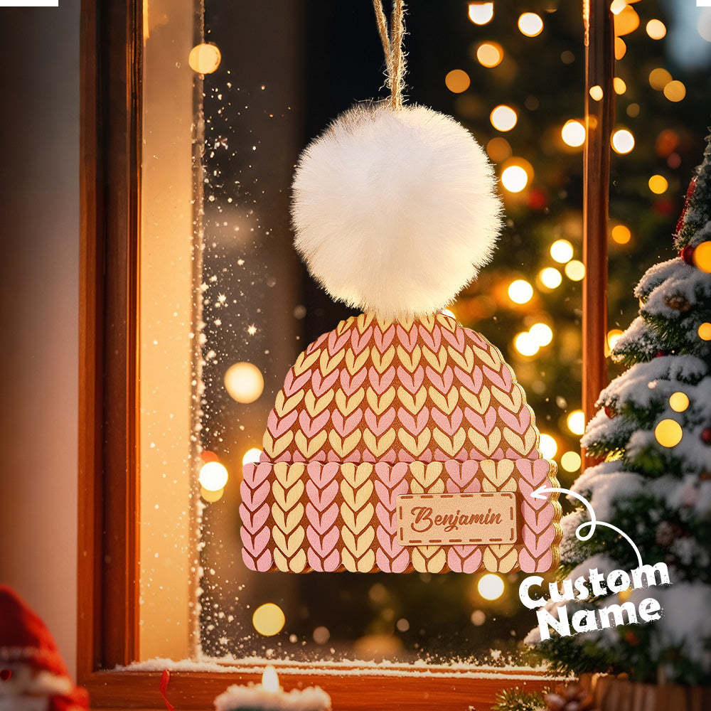 Personalized Name Winter Beanie Hat Christmas Ornament Custom Christmas Winter Mitten Stocking Sweater Ornament - soufeeluk