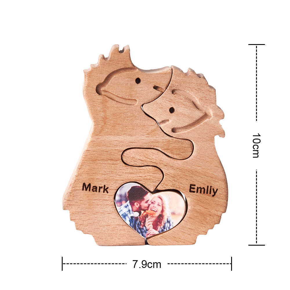 Custom Name Love Wooden Hedgehogs Puzzle for Couple Home Decor Christmas Gifts - soufeeluk