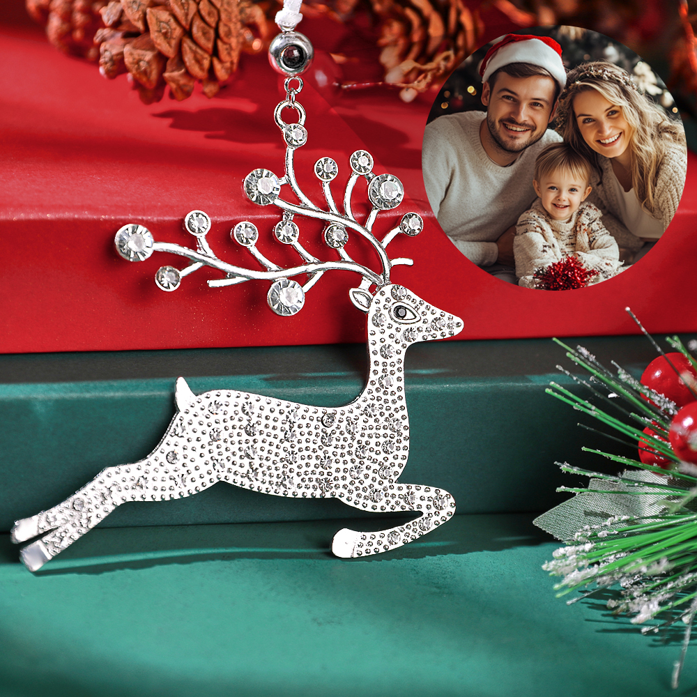 Personalized Christmas Projection Ornaments Elk Shape for Christmas Tree Custom Photo Ornaments Christmas Gifts For Family For Lover - soufeeluk