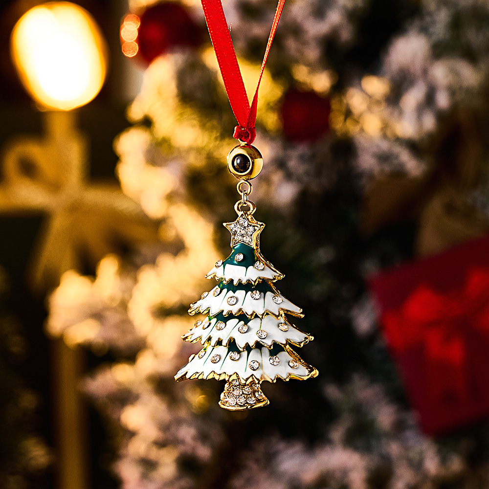 Personalised Photo Projection Ornaments Diamond Hollow Christmas Tree Photo Ornaments Best Gifts for Christmas