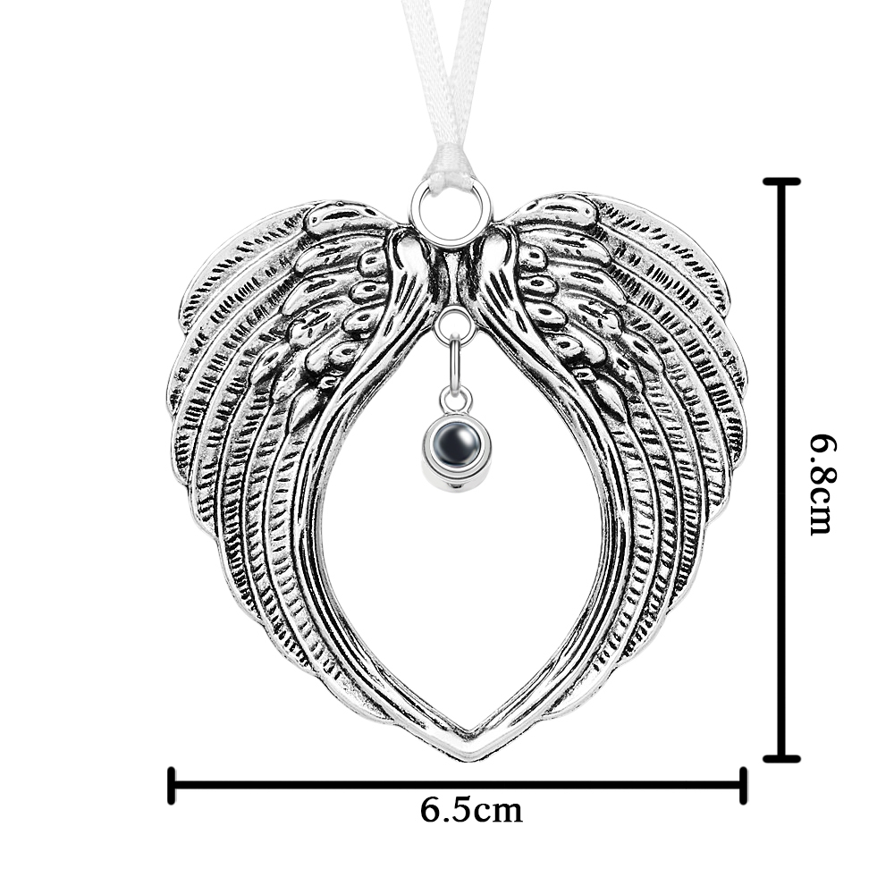 Personalized Photo Projection Ornaments Wings Memorial Christmas Tree Ornaments Christmas Gifts - soufeeluk