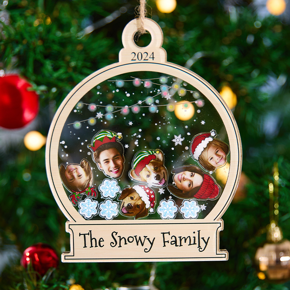 Personalized Shaker Photo Ornament Christmas Gift For Family Cute Family Face Photo - soufeeluk