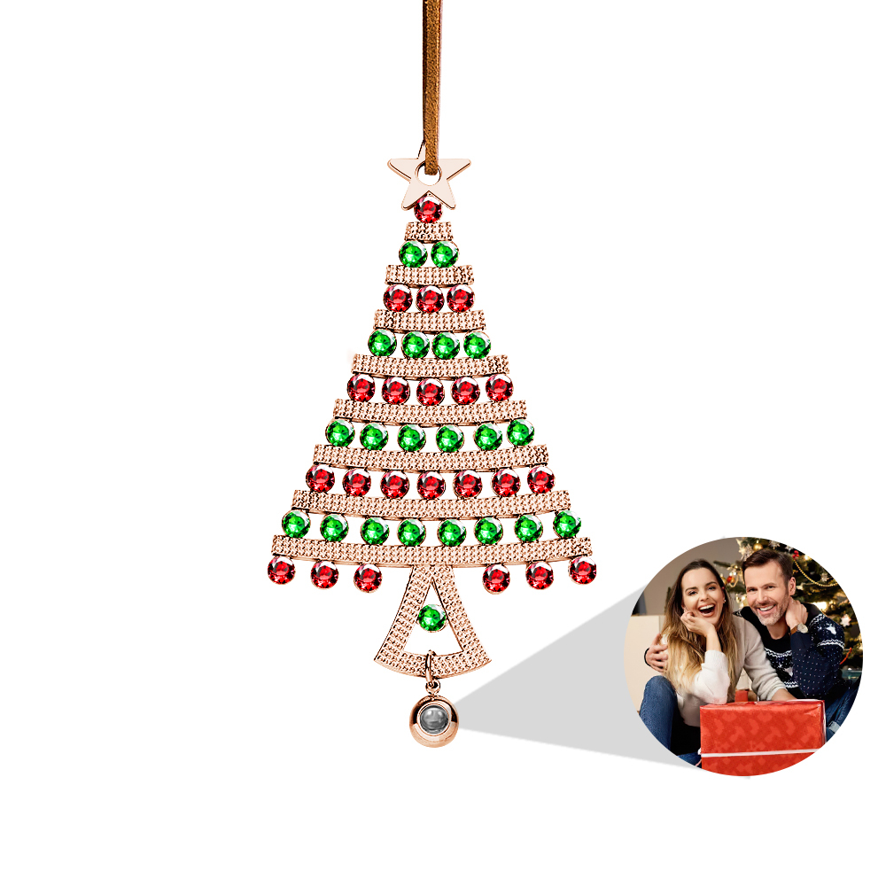 Personalized Photo Projection Ornaments Diamond Christmas Tree Shape Ornaments Christmas Tree Decoration Ornaments for Christmas Gifts - soufeeluk