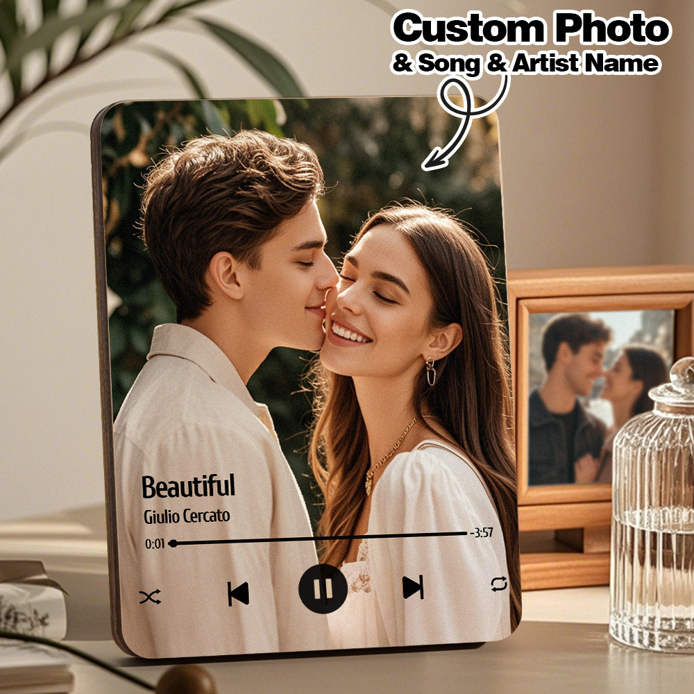 Custom Music Photo Frame That Plays Music Without Cell Phone Wooden Music Record Player Wedding Anniversary Gifts - soufeeluk