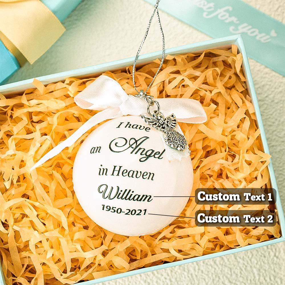 Personalized Ornaments Feather Ball Angel In Heaven Memorial Ornament - soufeeluk