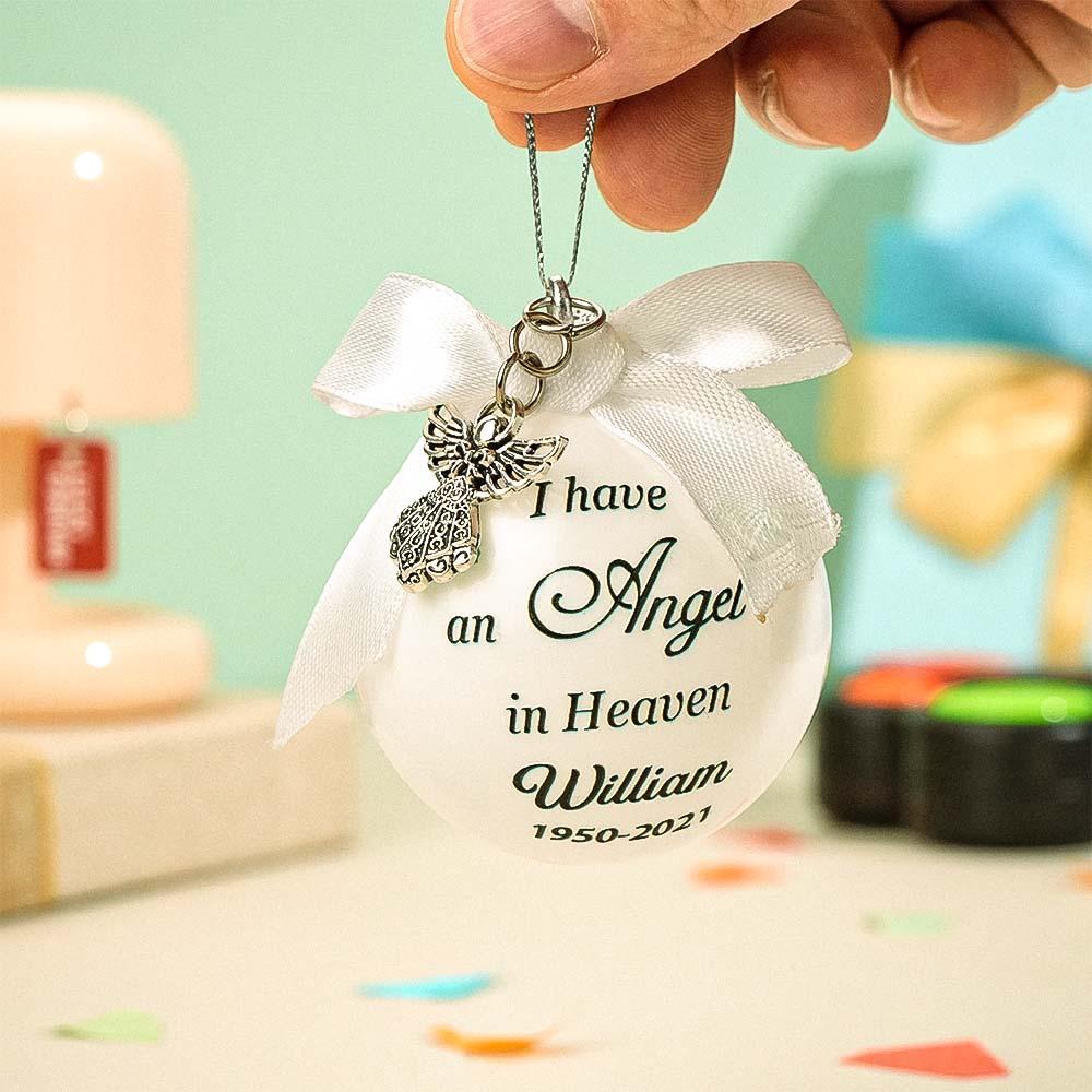 Personalized Ornaments Feather Ball Angel In Heaven Memorial Ornament - soufeeluk