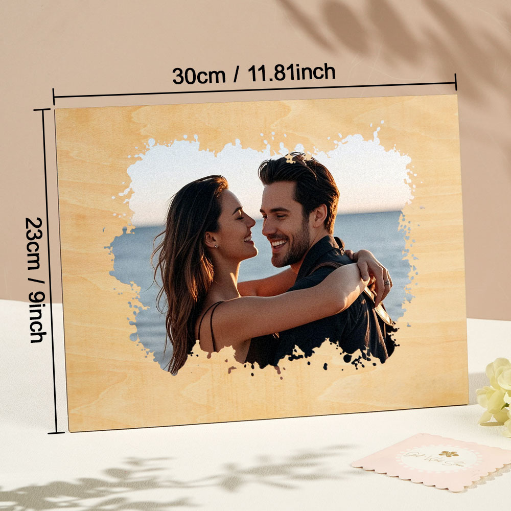 Custom Couple Portrait Photo Custom Photo on Wood Engraved Photo on Wood Watercolor Style Custom Wall Art - soufeeluk