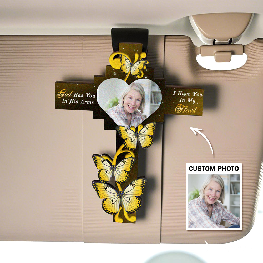Custom Car Visor Clip In My Heart Forever Car Decoration Memorial Gift - soufeeluk