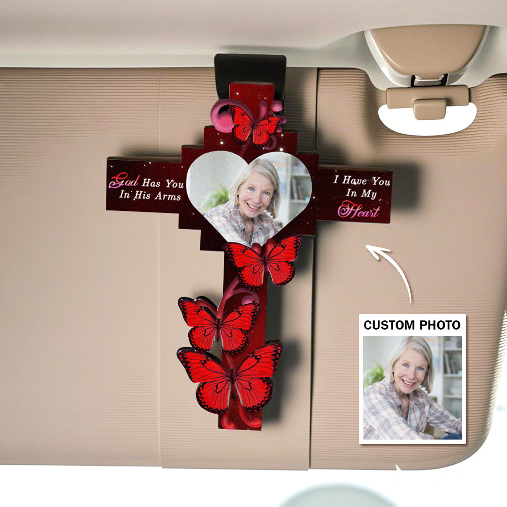 Custom Car Visor Clip In My Heart Forever Car Decoration Memorial Gift - soufeeluk