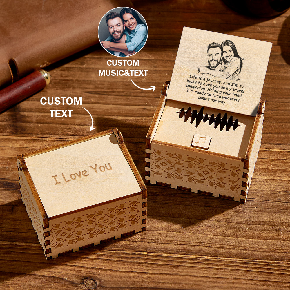 Custom Photo and Text Digital Music Box Any Song Tune or Voice Personalized Wooden Photo Music Box Best Gifts for Her
