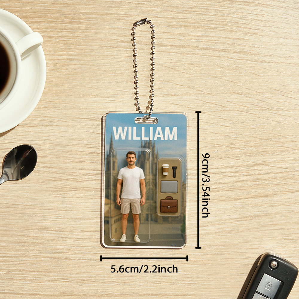 Custom 3D Effect Action Figure Pack Packaging Toy Box Style Art Gift Personalized Acrylic Car Hanger Gift for Dad - soufeeluk