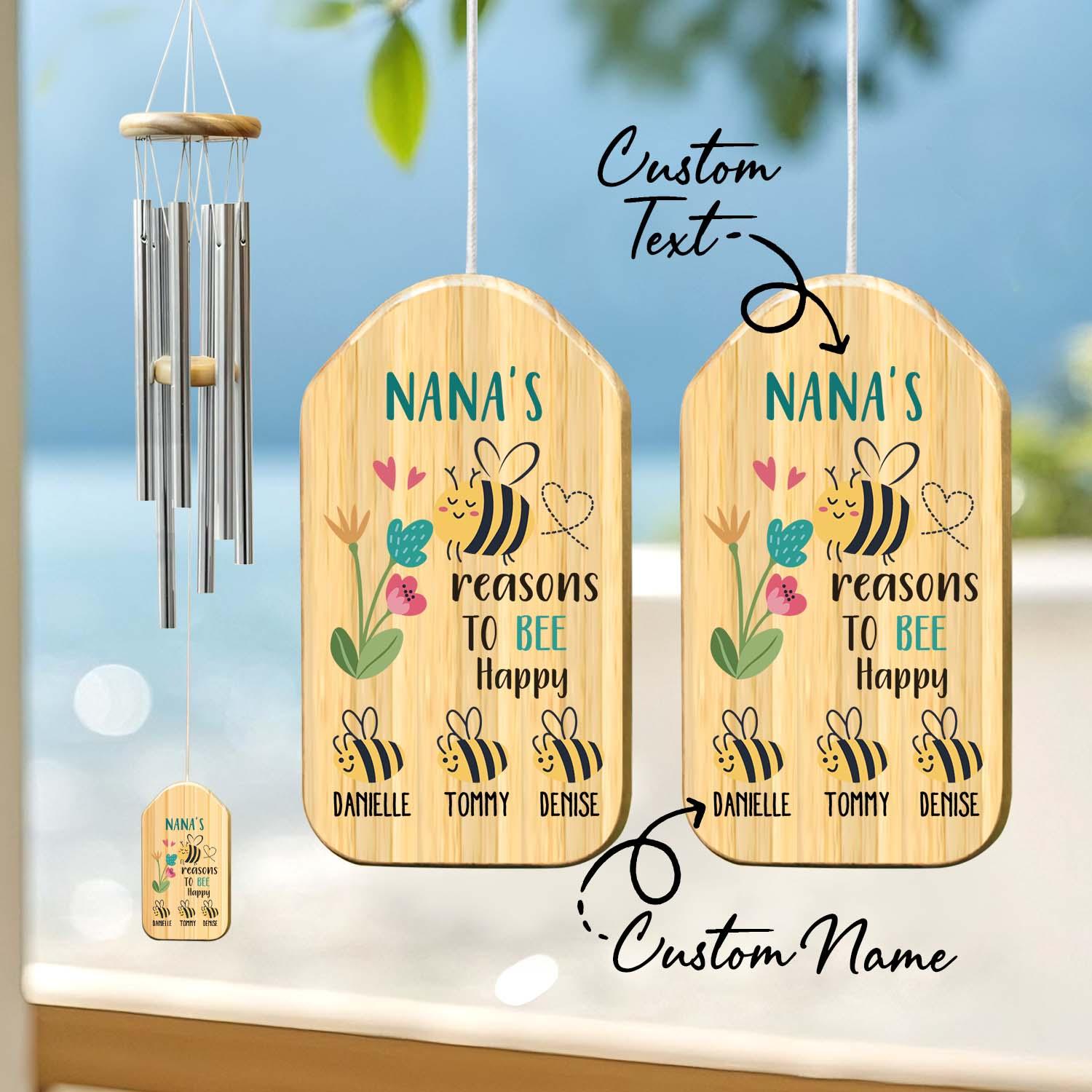 Personalized Wind Chimes Gift Nana Gift Chime Mother's Day Gift Custom Wind Chime Grandparents Day Gift - soufeeluk