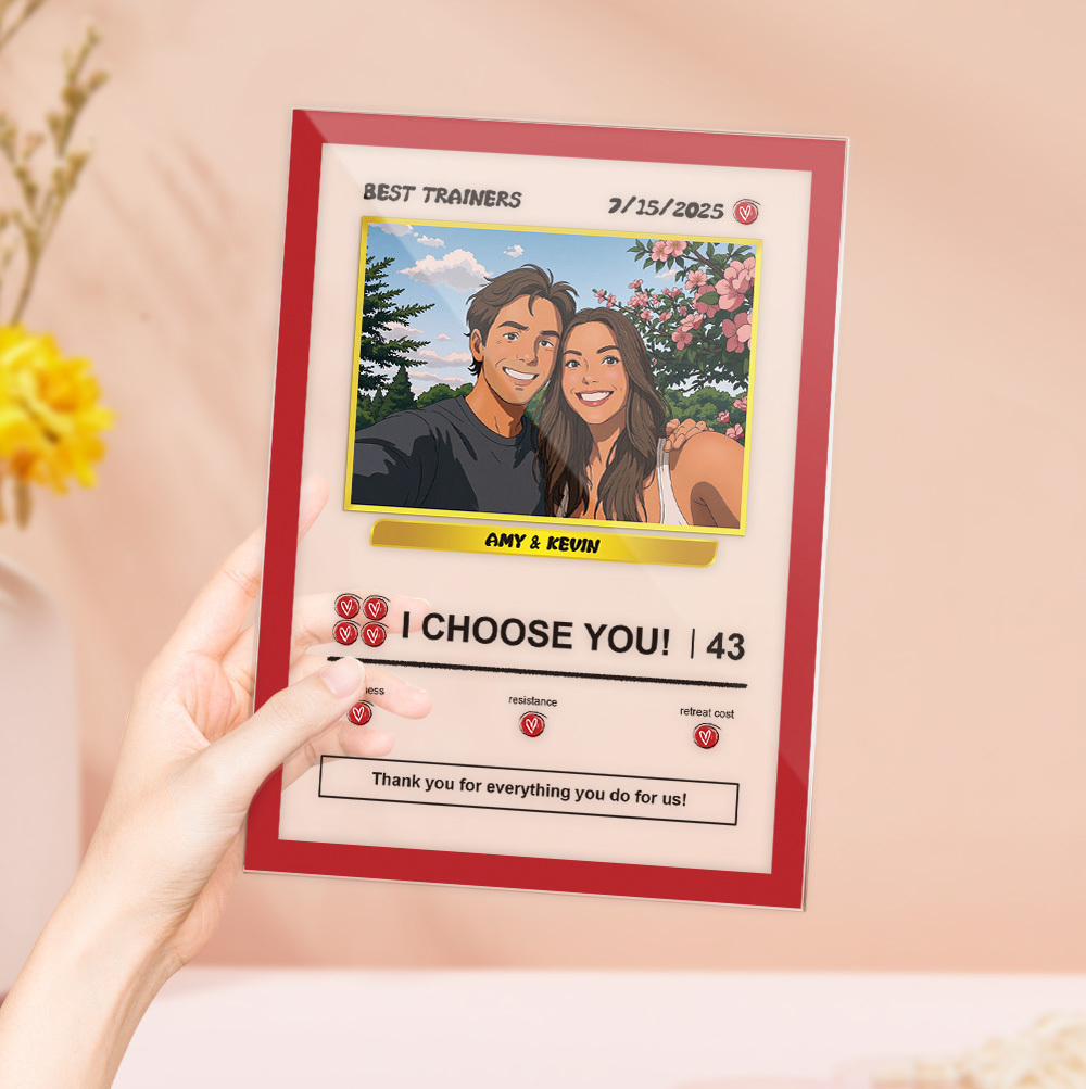 Custom Acrylic Poke Card Style Desk Decor Personalized Photo And Text Plaque Gift For Lover - soufeeluk