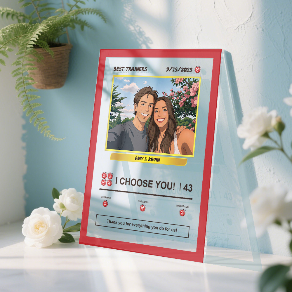 Custom Acrylic Poke Card Style Desk Decor Personalized Photo And Text Plaque Gift For Lover - soufeeluk