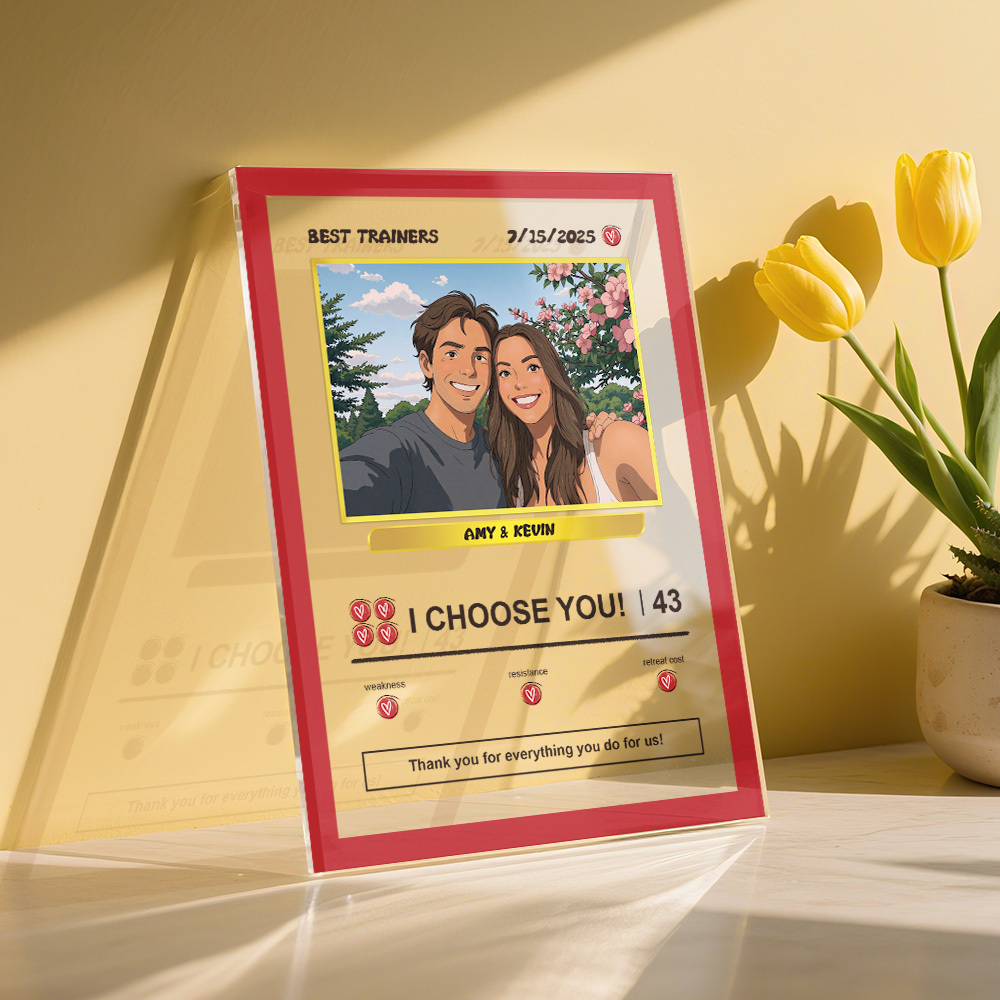 Custom Acrylic Poke Card Style Desk Decor Personalized Photo And Text Plaque Gift For Lover - soufeeluk