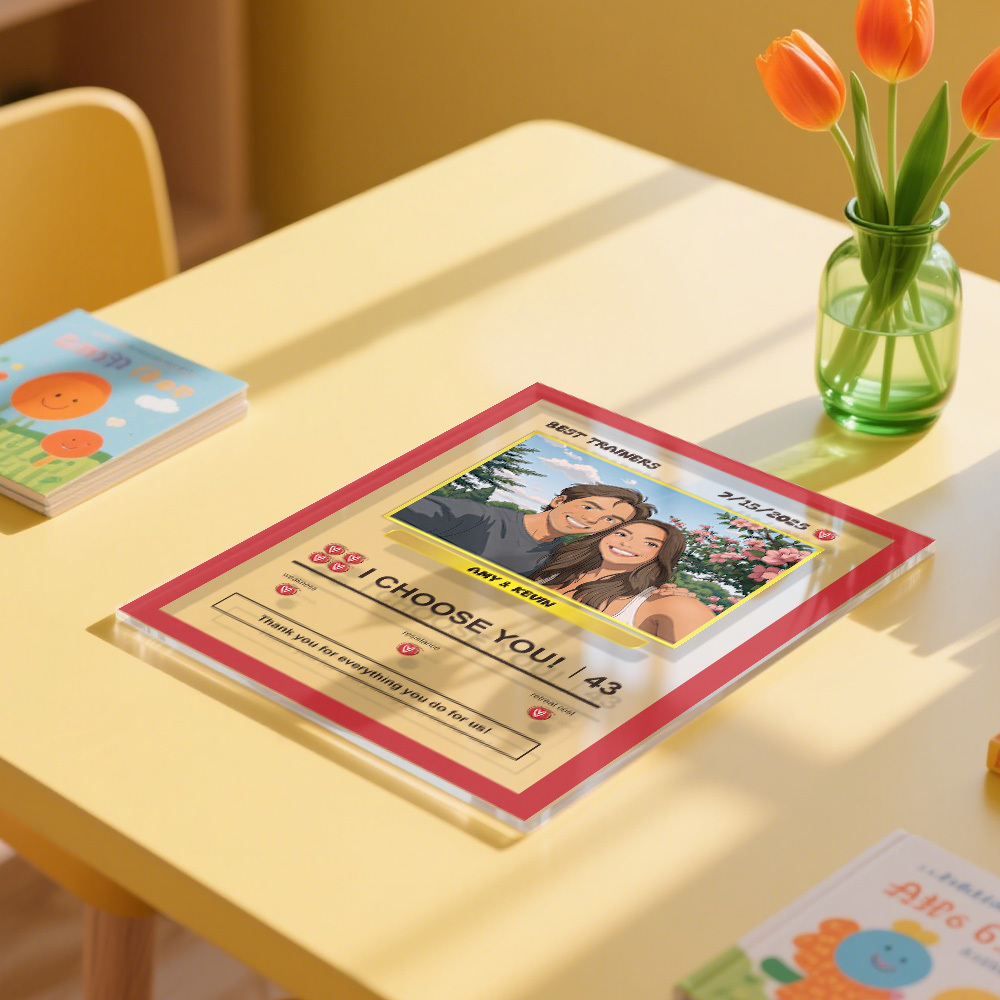 Custom Acrylic Poke Card Style Desk Decor Personalized Photo And Text Plaque Gift For Lover - soufeeluk