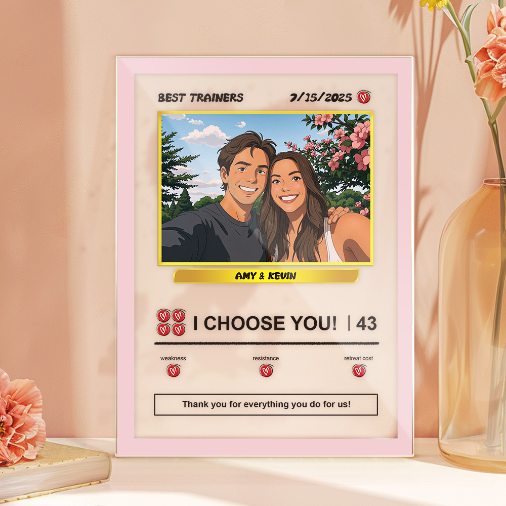 Custom Acrylic Poke Card Style Desk Decor Personalized Photo And Text Plaque Gift For Lover - soufeeluk