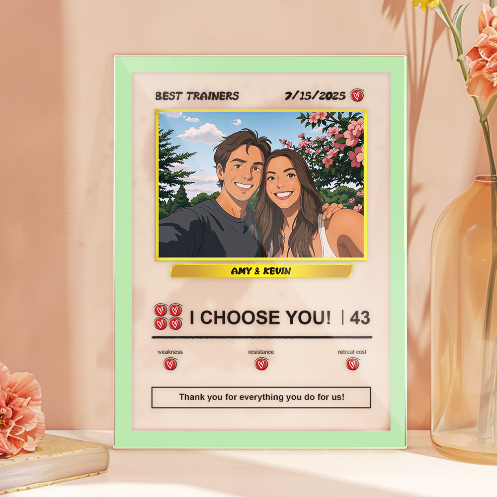 Custom Acrylic Poke Card Style Desk Decor Personalized Photo And Text Plaque Gift For Lover - soufeeluk