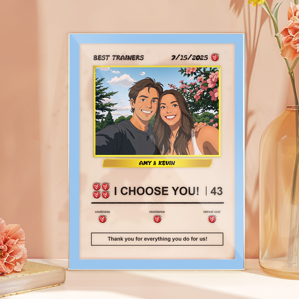 Custom Acrylic Poke Card Style Desk Decor Personalized Photo And Text Plaque Gift For Lover - soufeeluk