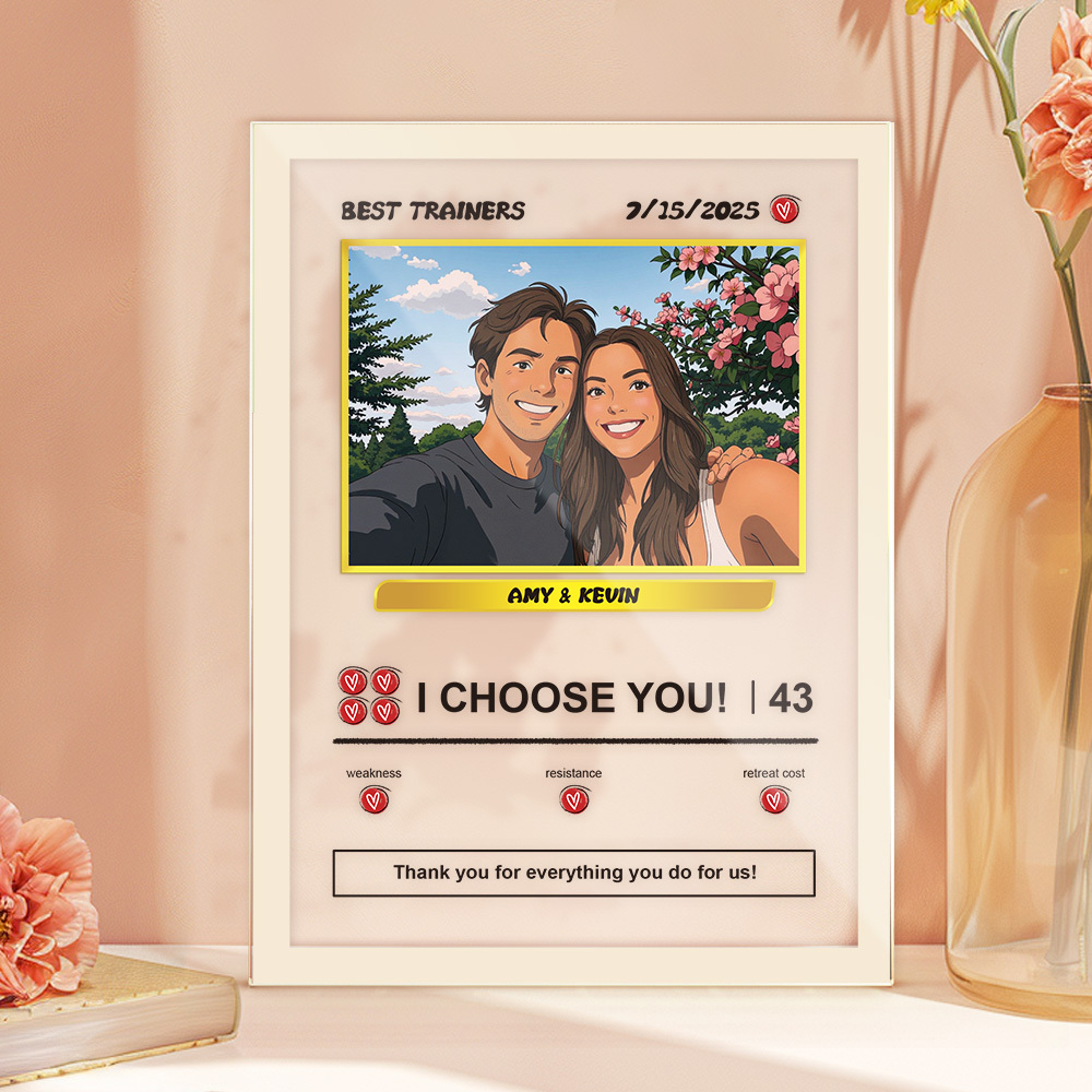 Custom Acrylic Poke Card Style Desk Decor Personalized Photo And Text Plaque Gift For Lover - soufeeluk