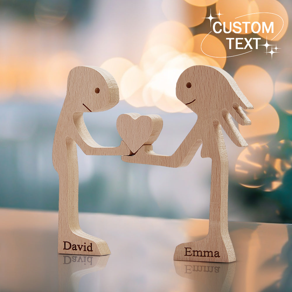Love Couple Wooden Blocks Custom Name Table Decor Gifts for Vallentine - soufeeluk