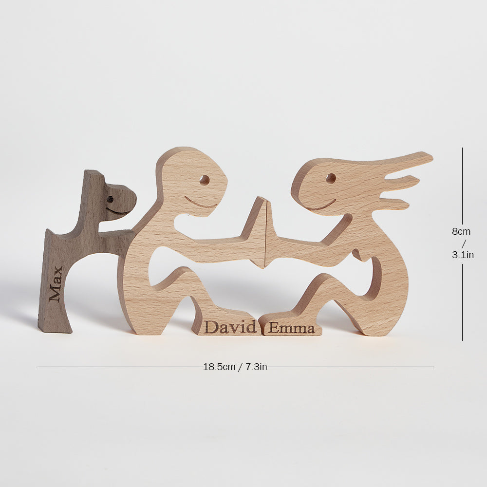 Love Couple and Dog Wooden Blocks Custom Names Table Decor Vallentine's Day Gifts - soufeeluk