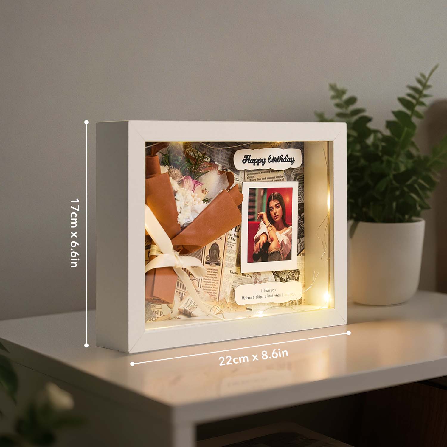 Custom Photo Bouquet Frames Custom Photo Night Light Romantic Home Decor Gifts for Her Birthday Gift - soufeeluk